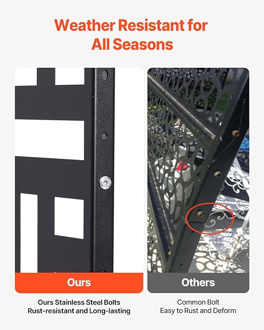 VEVOR Metal Privacy Screen, 47" W x 76" H, Outdoor Privacy Screens 3-Panel, Freestanding Outdoor Divider with Stand, Decorative Garden Steel Privacy Fence for Balcony Patio Indoor Room Hot Tub Black VEVOR