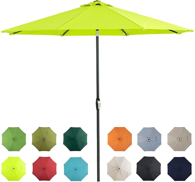 Tempera Patio Market Outdoor Table Umbrella with Auto Tilt and Crank, Large Sun Umbrella with Sturdy Pole & Fade Resistant Canopy, Easy to Set TemperaPatioLife