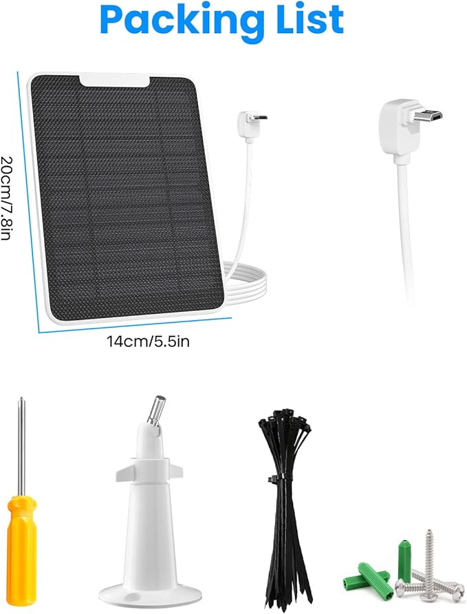 5W Arlo Solar Panel Charger Compatible with Arlo Essential Spotlight/XL Spotlight Camera, Arlo Essential Solar Panel Charger w/ 10ft Waterproof Micro USB Charging Cable, Adjustable Wall Mount, 2 Pack FOHOA