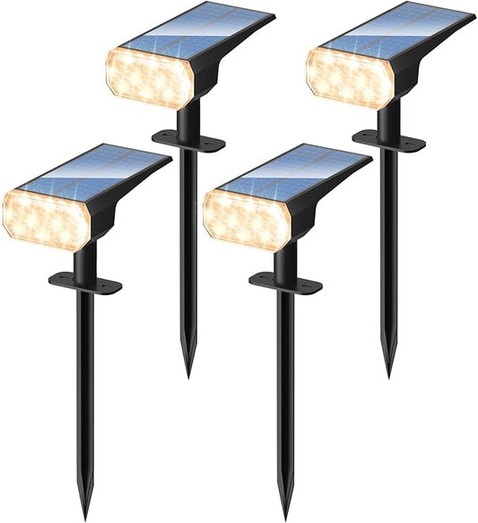DINGLILIGHTING Solar Lights Outdoor Waterproof: IP65 Led Spot Light Decorations for Garden - 3 Lighting Modes Solar Powered for Yard - Halloween Christmas Lights Landscape Pathway Patios 4PC Warm DINGLILIGHTING