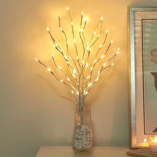 Vanthylit 3PK 30'' Lighted Birch Twig Branches with 60 LED Warm White Bulbs Waterproof Adapter in for Outdoor and Indoor Decor Vanthylit