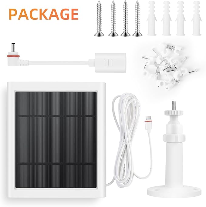 Solar Panel for Ring Camera, 3 Pack 4W Solar Charger Compatible with Rings Spotlight &All-New Stick Up Outdoor Cam Battery, 10ft Long Cable with USB-C to Ring Barrel Plug Adapter Paodekua