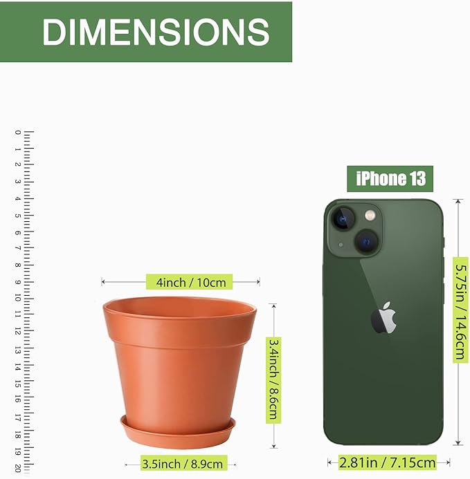 4 inch Small Plant Pots, 28 Pack Plastic Planters with Drainage Holes and Saucers for Flowers Plants, Succulents, Seed Starting Pots, Terracotta SwinDuck