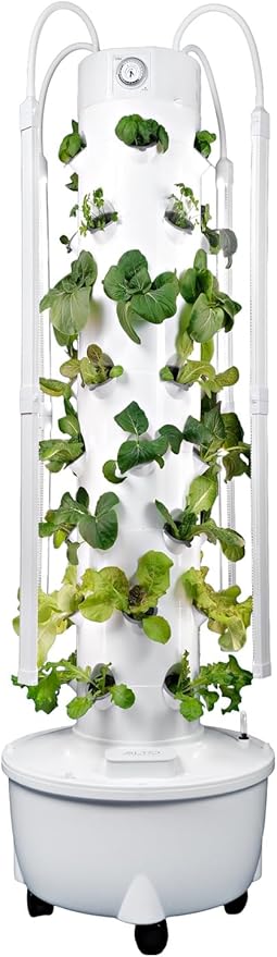 HX Aeroponic Tower | High Capacity Tower | Hydroponics Growing System Kit | Food Grade with 40 Net Pots (with LED Grow Lights) Rootora