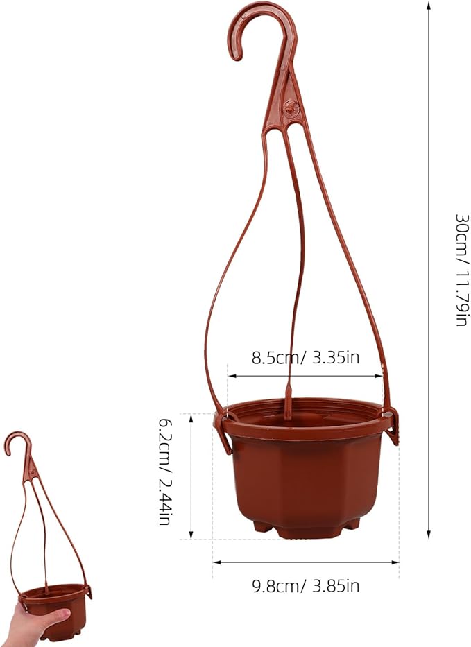 YARNOW 10 Pack Plastic Hanging Planters with Drainage Holes & Chains, 3.5 Inch Hanging Pots for Plants Indoor Balcony Garden Patio YARNOW