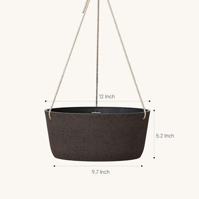 La Jolie Maison Large Hanging Planters - 12 Inch Outdoor Flower Pots, Hanging Garden Planters Set of 2, Iron Color LaJolieMaison