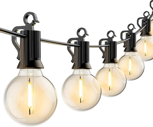 Brightown Led String Lights Outdoor 55Ft G40 Patio Lights with 52 Led Shatterproof Bulbs(2 Spare), Waterproof Led Globe Hanging Lights for Backyard Porch Bistro Balcony Decor, E12 Socket, 2200K Brightown