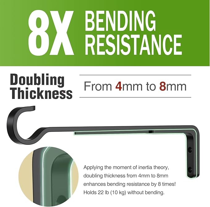 10 Inch 2 Pack Black Heavy Duty Outdoor Plant Hangers, Iron Hanging Plant Brackets for Hanging Plants Outside, Metal Plant Hooks Plant Wall Hooks for Hanging Lantern, Bird Feeder saffruff
