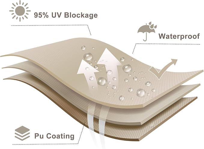 LOVE STORY Rectangle 6'x8' Waterproof Sun Shade Sail Canopy UV Block for Outdoor Patio Backyard Carport,Taupe(We Make Custom Size) LOVESTORY