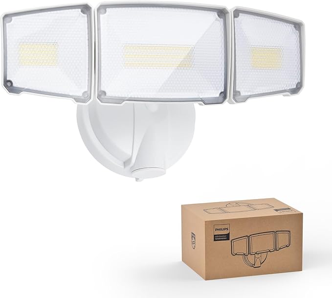 Philips 72W 7400LM LED Flood Lights Outdoor, Switch Controlled Aluminum Security Lights, 3 Adjustable Heads, Wall Mount, 5000K Daylight, Waterproof for Yard, Garage PhilipsLightingLED