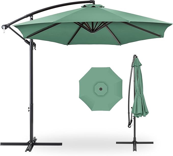 Best Choice Products 10ft Offset Cantilever Hanging Market Patio Umbrella, 8 Sturdy Ribs, Easy Adjustment - Seaglass BestChoiceProducts