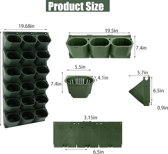 Self Watering Wall Planter | 36 Pots Vertical Garden Planter for Indoor Plants | Wall-Mounted Stackable wall planter | Hanging Plant Flower Pot Holder | 10.56 Fl Oz Each Individual Pot | Army Green Yellulu