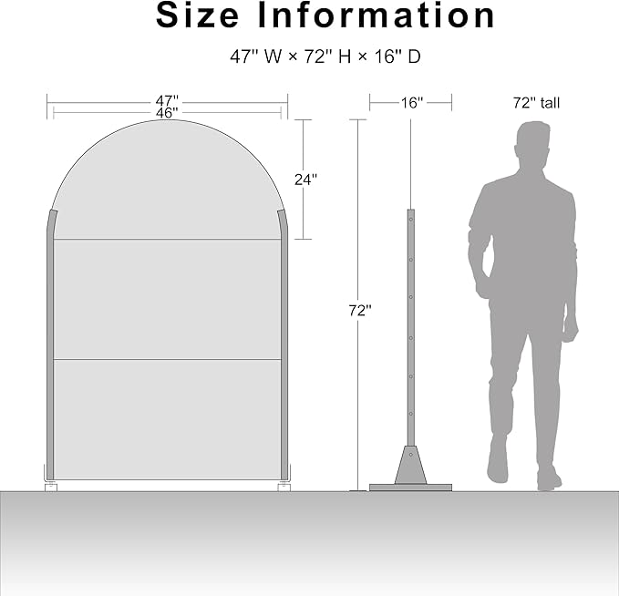 Casaphoria 72" H x 47" W Arched Metal Privacy Screen - Elegant Freestanding Outdoor Screen for Deck, Patio & Balcony - Versatile Decorative Privacy Panels for Home & Garden Use (Black-Helen) Casaphoria