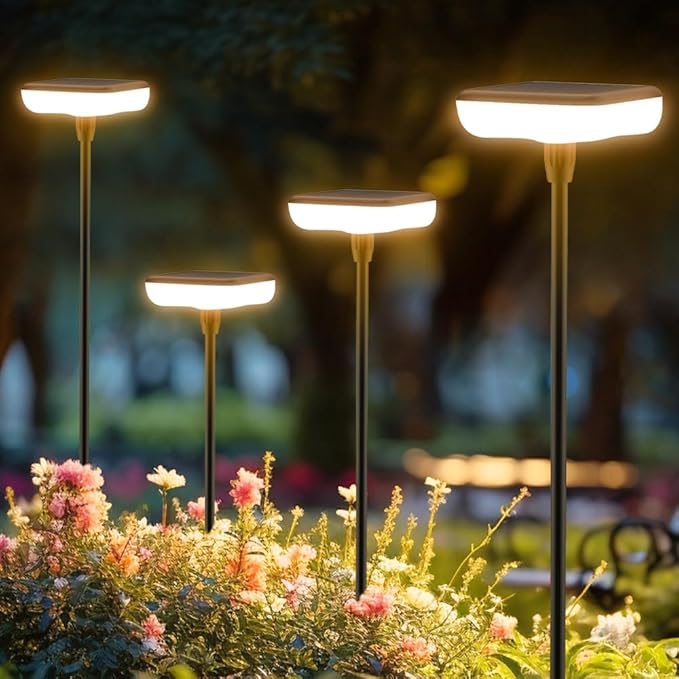 Solar Lights Outdoor Garden 4 Pack Solar Pathway Light 31" Tall Solar Landscape Lights 34LM Bright Up to 12H IP65 Waterproof Auto On/Off for Walkway Outside Yard Path Patio Lawn Flower Bed plant Decor Ainostone