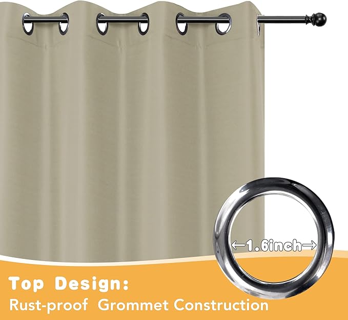 HolidayIdeas Outdoor Curtains for Patio Waterproof, 4 Panels - 54 x 108 Inch - Privacy Protection & Light Filtering Curtains Taupe Grommet Outside Curtains for Porch, Gazebo, Pergola, Backyard HolidayIdeas