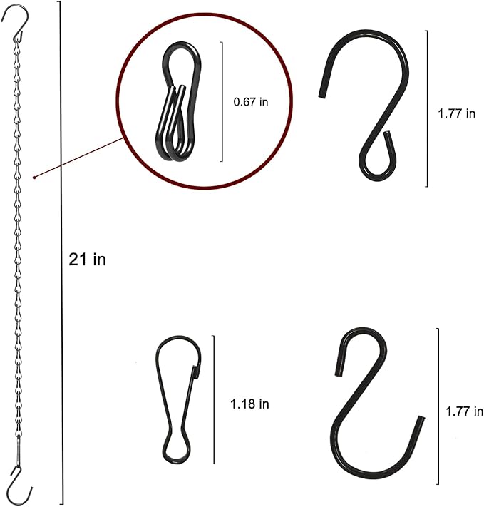 Adjustable Hanging Chain with Hooks, 20.8", Black 15pcs Heavy Duty for Hanging Grow Lights, Christmas Wreath, Neon Sign, Indoor Plants, Bird Feeders HEDGBOBO