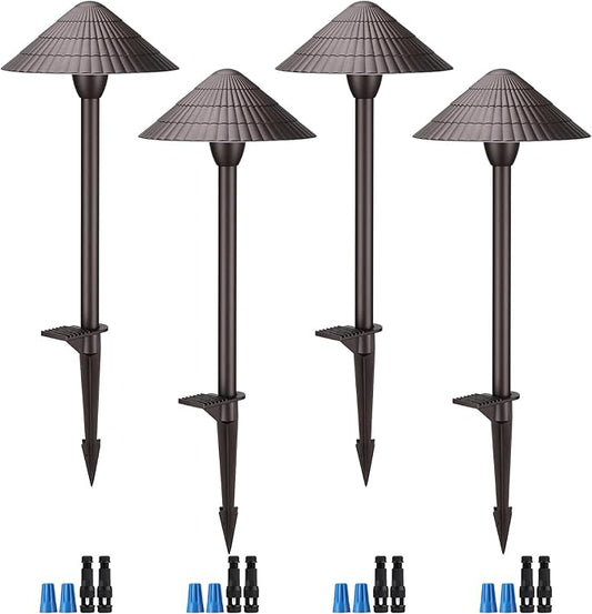 LEONLITE 5CCT Low Voltage Landscape Lights, 3W, 12-24V AC/DC, Pathway Lighting Wired, IP65 Waterproof Light for Yard Lawn, ETL Listed, Oil Rubbed Bronze Aluminum Housing, 1800K-5000K, Pack of 4 LEONLITE
