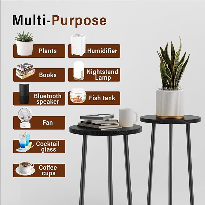 Plant Stand Indoor Outdoor: 2 Pack Indoor Plant Stand 20'' Convertible Multi-purpose Holder - Mid Century Modern Decor - Tall Plant Table for Living Room/Balcony/Garden/Patio SAKSUNFORYOU