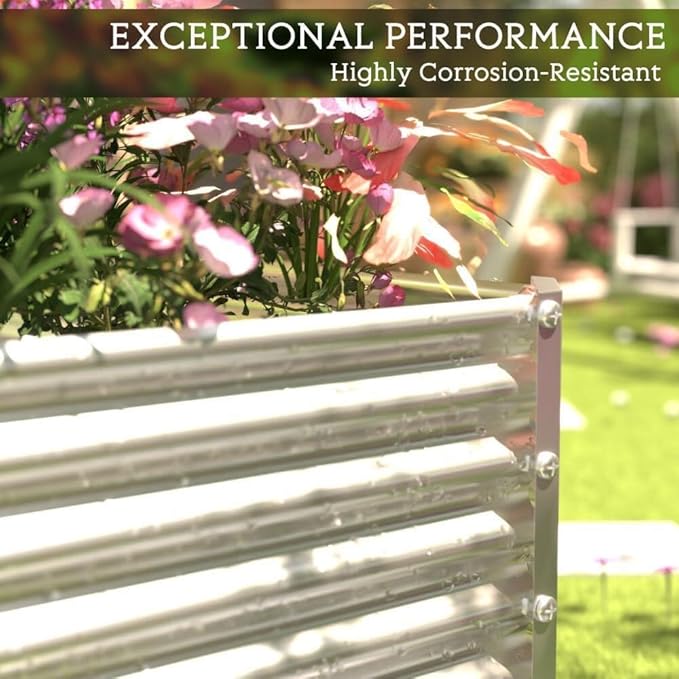 FRIZIONE 2pcs Tall 8x4ft Galvanized Raised Garden Bed Outdoor,Above Ground Garden Bed for Vegetable,Metal Raised Beds for Flower,Steel Raised Beds for Gardening FRIZIONE