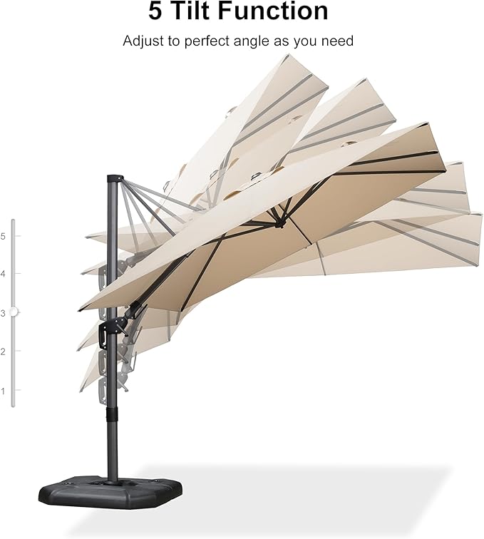 PURPLE LEAF 8.8' X 8.8' Left-right Tilt Patio Umbrella Outdoor Cantilever Swivel Square Umbrella with Tilt Aluminum Offset Umbrella with 360-degree Rotation for Garden Deck Pool Patio Beige PURPLELEAF