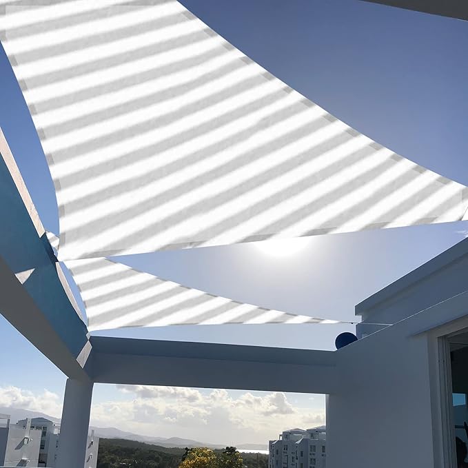 SUNNY GUARD Sun Shade Sail 16'x16'x16' Triangle Grey-White UV Block Sunshade for Backyard Yard Deck Patio Garden Outdoor Activities and Facility(We Make Custom Size) SUNNYGUARD