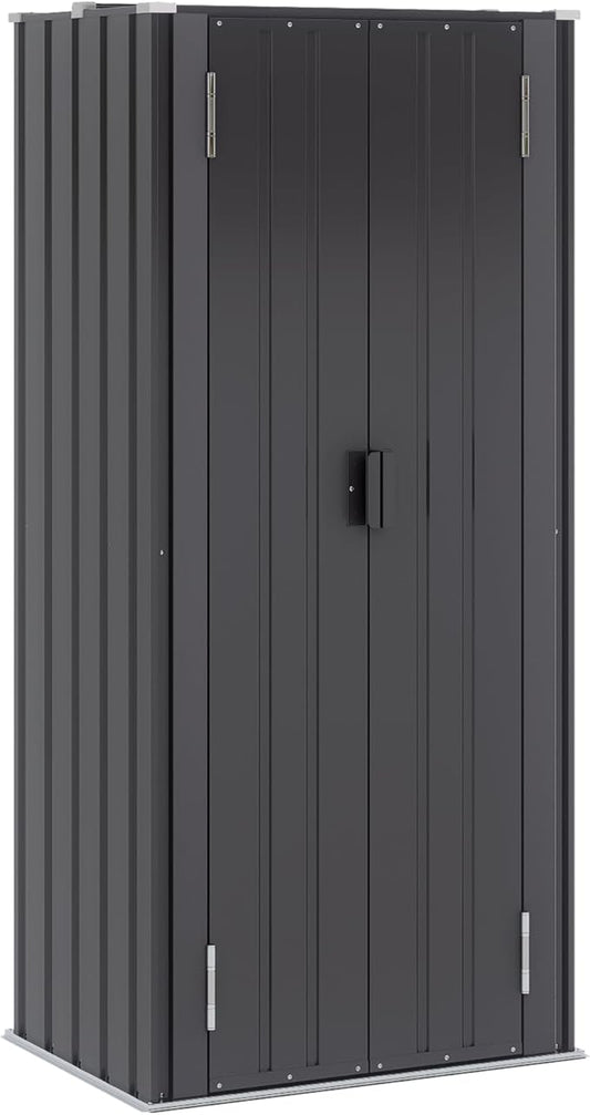 Greesum Outdoor Metal Storage Cabinet, 69'' Lockable Tall Shed, Vertical Tool Organizer with 2 Adjustable Shelves, for Garage, Patio, Backyard, Home & Lawn, Black BuynowfromGreesum