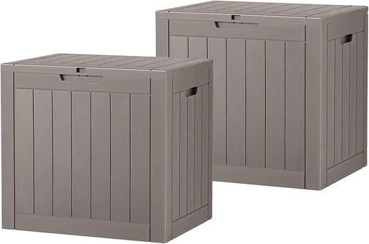 Outdoor Storage Box, Resin Deck Boxes Indoor and outdoor, Waterproof Storage Box Lockable Lid (Grey,35 Gallon-2Pack) NBYSGO