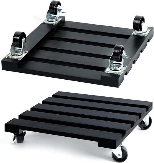 2 Pack Plant Stand with Wheels, Plant Caddies with 360° Lockable Smooth Sliding Wheels Durable Sturdy, Outdoor/Indoor Heavy Duty Rolling Plant Stand for Plant Pot,Flower Pot (11" Black Square) DecorateYourRoomwithCuffUpFarmhouseHomeDecor