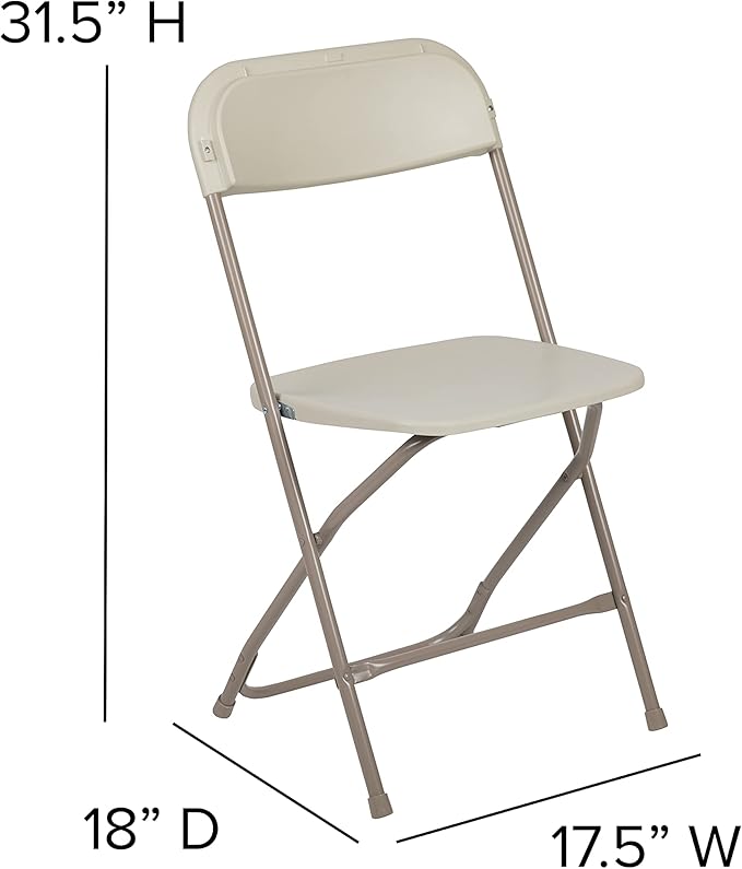Flash Furniture Hercules Series Plastic Folding Chair - Beige - 4 Pack 650LB Weight Capacity Comfortable Event Chair-Lightweight Folding Chair FlashFurniture