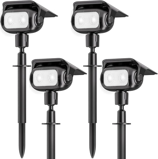 Nreonrick Solar Spot Lights 360° Adjustable Solar Lights Outdoor IP65 Waterproof with 2-in-1 Solar Powered Spotlights for Landscape Lighting for Garden, Yard, Pathway (Cool White, 4 Pack) Nreonrick