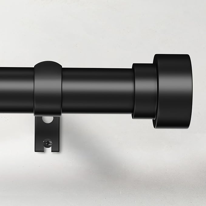 Time Forest Curtain Rods for Windows 32 to 240, 1 Inch Adjustable Black Heavy Duty Long Window Outdoor Curtain Rod for Patio, Modern Drapery Rods with Simple End Caps, Size 32"-240" TimeForest