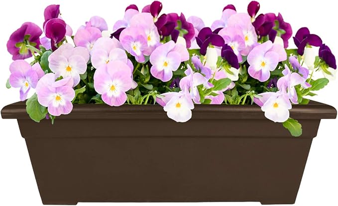 The HC Companies 28 Inch Romana Planter Box with Drainage Plug, Lightweight UV-Resistant Plastic Outdoor Planters, 1-Pack Flower Box for Garden, Patio, Balcony, and Fence, Chocolate TheHCCompanies