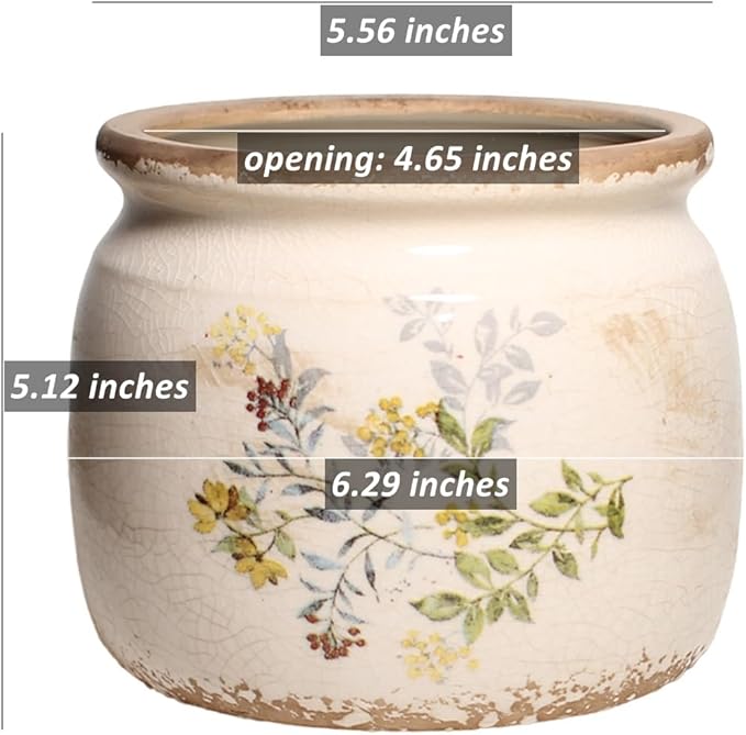 Pots for Plant, Cottage Rustic Clay Ceramic Tabletop Flower Pots, 6.29'' Plant Pots Indoor with Drainage, Sage Yellow Vase & Planters, Farmhouse Home & House Decor, Gifts for Mom XiaanJiaju