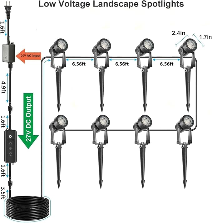 SUNTHIN Outdoor Landscape Lighting with Dusk to Dawn Sensor Controller, 8 Pack SUNTHIN