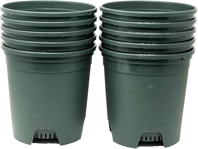 1.5 Gallon Green Nursery Pot Plastic Planters for Outdoor Indoor Plants Gardening Flower Pots 10-Pack 7.5 in Pot Liners with Drainage Holes CottaPlanters