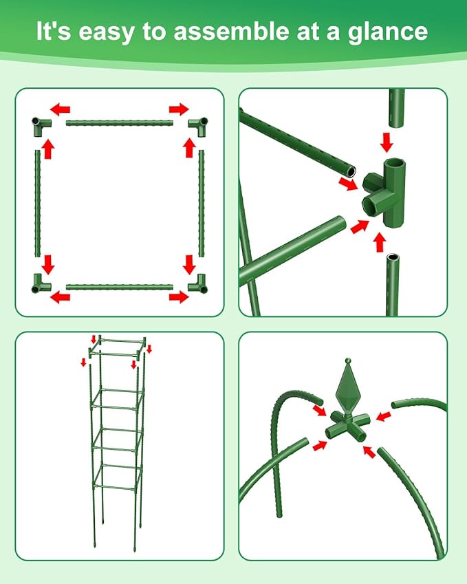 Garden Trellis for Climbing Plants Outdoor & Indoor - 2 Pack 6Ft Tall Rustproof Plant Support Cage for Vines, Flowers, Vegetables, Roses | Heavy-Duty, Adjustable & Decorative MYMULIKEHOME