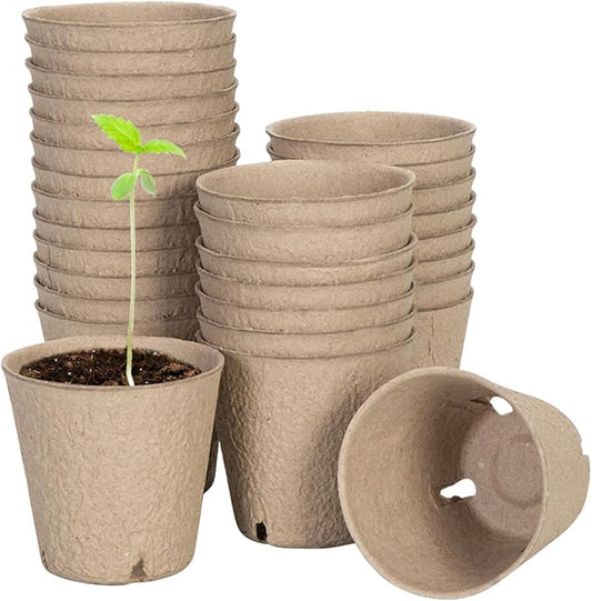 VIVOSUN Peat Pots, 30 Packs 3.15-Inch Seed Starting Pots with Drainage Holes, Round Nursery Pot, 20 Plant Labels for Flowers, Plants, Vegetables, 30Pcs VIVOSUN