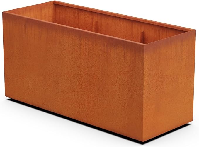 Plantercraft Large Rectangular Planters for Outdoor Plants 60x24x30 | Extra Large Corten Steel Planter Box for Commercial & Residential Landscaping | Heavy Duty Metal Planter, Arrives Fully Assembled Plantercraft