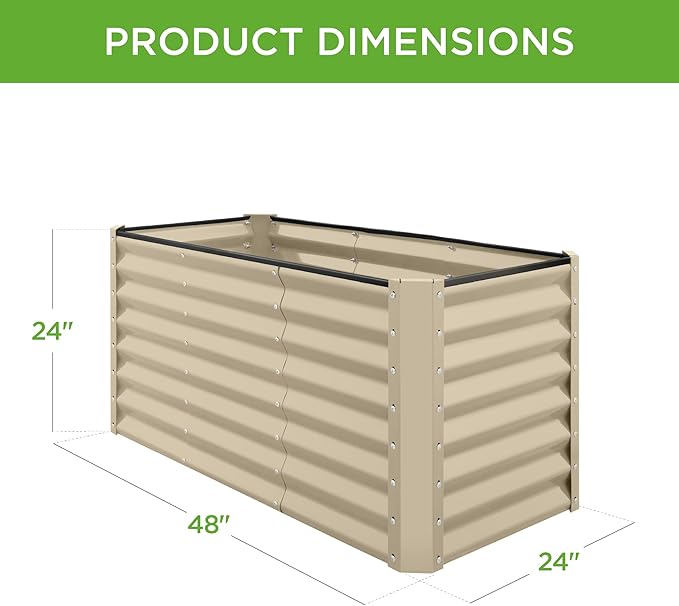 Best Choice Products 4x2x2ft Outdoor Metal Raised Garden Bed, Deep Root Box Planter for Vegetables, Flowers, Herbs, 119 Gallon Capacity, 100% Non Toxic Materials - Beige BestChoiceProducts