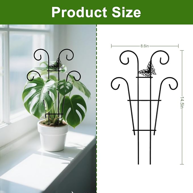 Coomin 14.5 Butterfly Indoor Plant Trellis for Potted Plants, Small Metal House Plant Trellis for Climbing Plants, Climber Plant Support for Hoya Pothos Ivy, 2p COOMIN