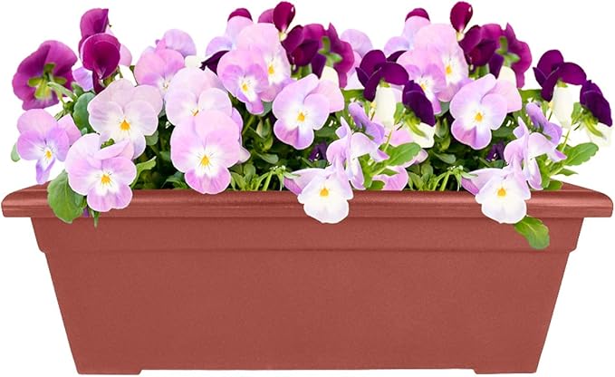 The HC Companies 28 Inch Romana Planter Box with Drainage Plug, Lightweight UV-Resistant Plastic Outdoor Planters, 1-Pack Flower Box for Garden, Patio, Balcony, and Fence, Clay TheHCCompanies
