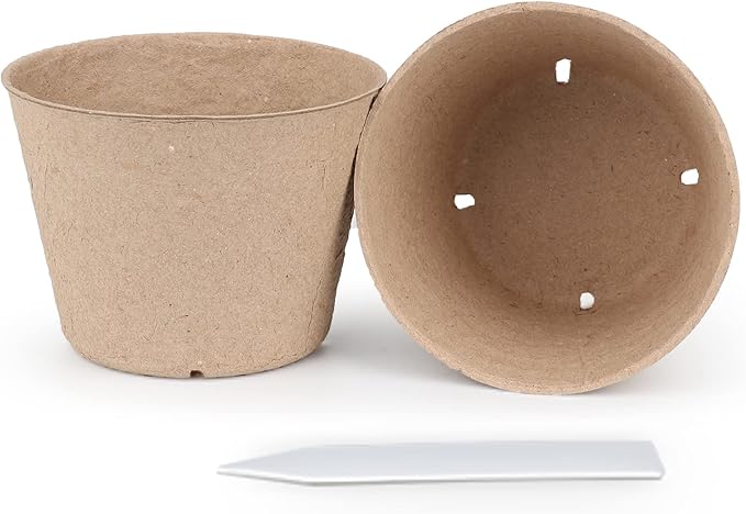 homenote Peat Pots, 30 Pcs 4 Inch Seed Starting Pots with Drainage Holes Round Nursery Plants Pots with Bonus 20 Plant Labels HOMENOTE