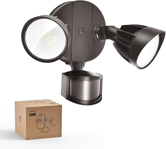 Philips 44W 4200 lm LED Security Light Outdoor w/PIR Motion Sensor, 5000K Daylight Flood Light, Waterproof, Dusk to Dawn, 2 Heads, 4 Modes PhilipsLightingLED