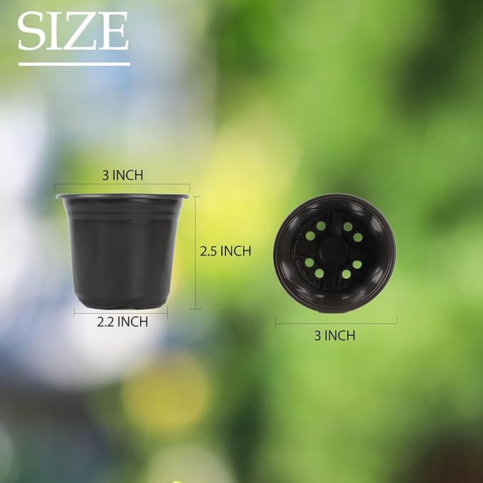 100 Packs Nursery Pots,3 Inches Plastic Nursery Pots for Plants with Drainage Holes, Seed Starting Garden Pots of Flower Plant Container for Succulents, Cuttings, Transplanting (100, 3 Inch) TAQIXI