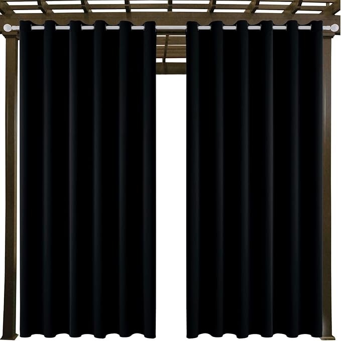 Outdoor Indoor Curtains W84 x L108 for Patio - Weather-resistant Window Panels Privacy Protect Grommet Top Thermal Insulated Home Curtain for Porch Pergola Lawn Garden Hot Tub Area (2 Panels) DivaenCamino