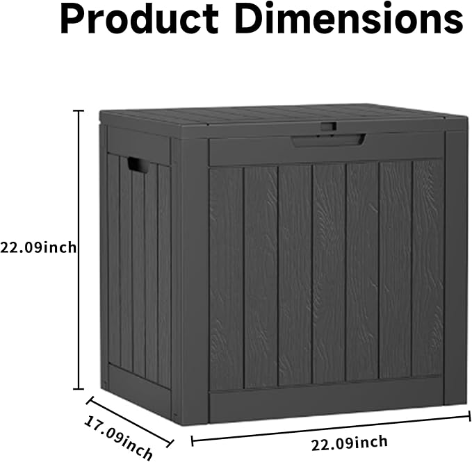 EasyUp 31Gallon Outdoor Deck Box Waterproof,Indoor and Outdoor Storage Box,Resin Storage Bin for Patio Furniture Cushions Garden Tools,UV Resistant（Black） EASYUP