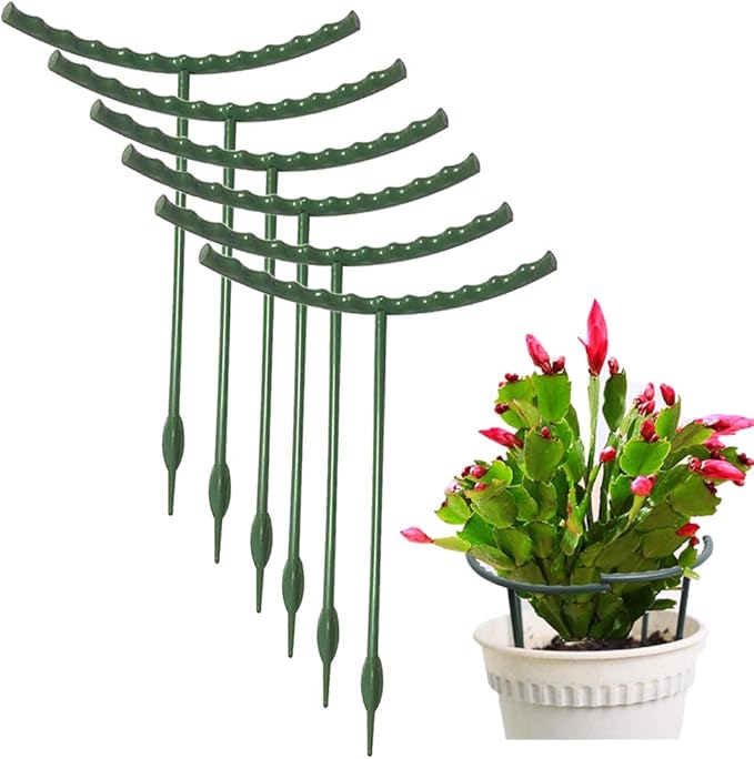 Mwellewm 10 Pack Plant Support Plant Stakes Metal Half Round Search Support Ring Small Plastic Cage Holder Short Stem Flower Pot Climbing Trellis for House Flower Vegetable Indoor Leafy(5.7 x 5.9nch) Mwellewm
