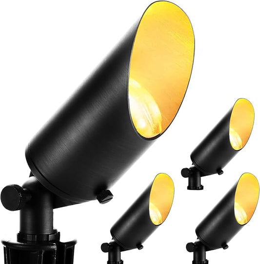 wowlite Landscape Spotlights 4 Pack, ETL Listed Low Voltage Spot Lights Outdoor with 5W MR16 Bulbs, 2700K Warm White Waterproof Up Lights with Ground Stake for House Trees Patio wowlite
