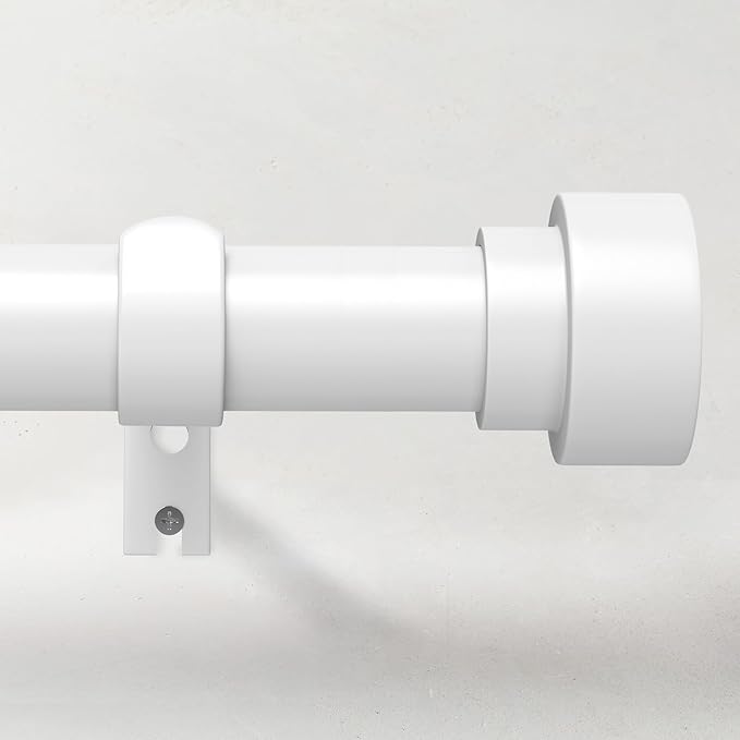 Curtain Rods for Windows 72 to 144, 1 Inch Adjustable White Extra Long Heavy Duty Curtain Rod for Patio Bedroom, Modern Style Indoor Outdoor Window Drapery Rods with End Caps, Size 32" - 150" TimeForest