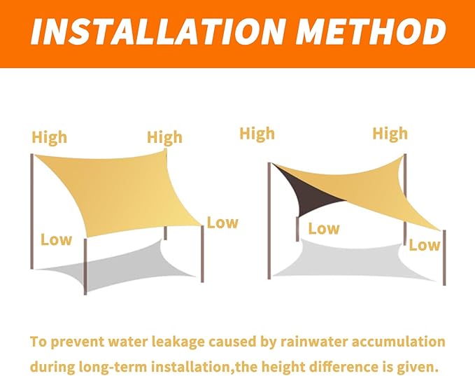 8' x 8' Sun Shade Sail Sand Curved Commercial Outdoor Shade Cover Sand Rectangle Heavy Duty Permeable 185GSM Backyard Shade Cloth for Patio Garden OOTONAT